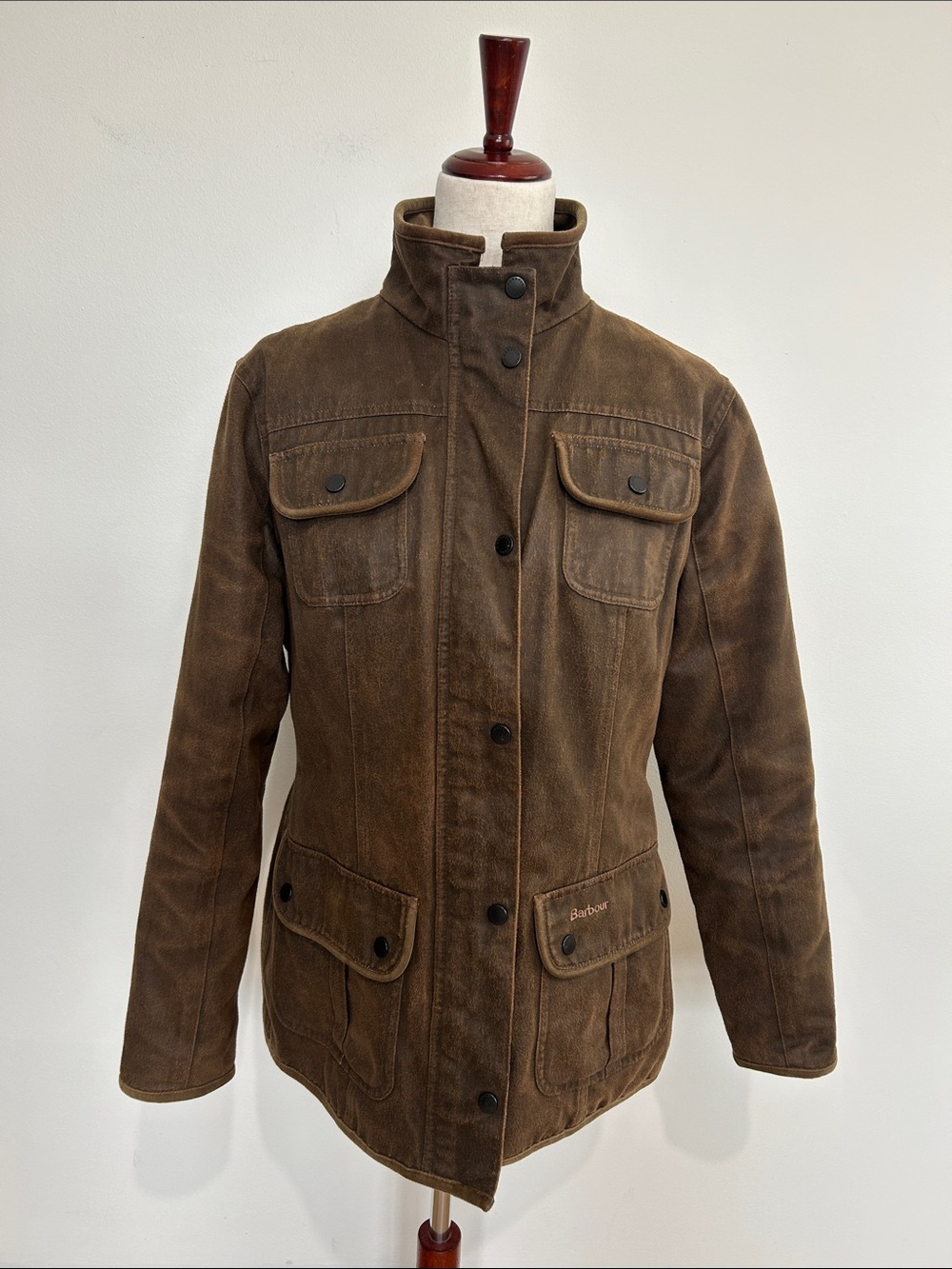 Women’s Barbour Brown Field Jacket with Stand Collar Size US 10 EUC - Picture 2 of 9